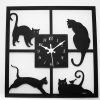 Часы из фанеры настенные четыре кошки